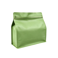 Sachet de café à fond plat avec huit soudures latérales, valve unidirectionnelle et fermeture éclair refermable pour l'emballage de grains de café et d'aliments secs – Vente en gros