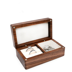 Estuche de Viaje Pequeño de Madera, Organizador de Joyas Portátil, Caja de Almacenamiento de Anillos, Aretes y Collares, Caja de Madera con <span class=keywords><strong>Espejo</strong></span> - Product Image 1