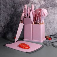 Ensemble d'ustensiles de cuisine en silicone personnalisés, 19 pièces, poignée en bois durable, couleur et logo personnalisés, promotion de marque, taille standard