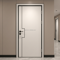 Timber Wood Door Leaf Melamine HPL Finish Custom Aluminum Frame Internal Interior Door for Building Project