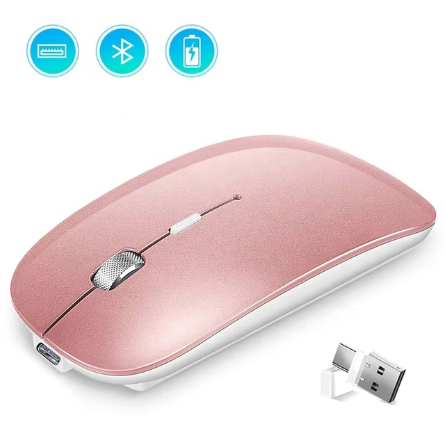 Slim Dual Mode Bidirectional Receiver USB+Type C Charging Wireless Mouse for Computer Notebook