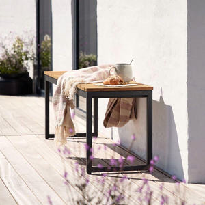 [BeNK] Banc en lattes de bois d'acacia à succès avec cadre en acier pour jardin extérieur, véranda, jardin, cour, pelouse, meubles - Product Image 6