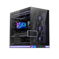 Boîtier PC Gaming Full Tower ATX Jungle Leopard AX-2 avec écran LCD, pieds ARGB, verre trempé et design sans pilier à 7 emplacements – En stock