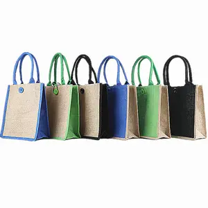 Custom Design Eco Friendly Wholesale Heavy Jute Tote Bag Shopping Jute Sack Bags For Gifts Small Jute Beach Bag