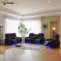 Ensemble de canapés inclinables de cinéma électrique avec massage, en cuir véritable, design moderne, chargeur sans fil, lumières LED pour usage en centre commercial et hôtel