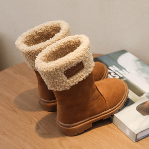 Chaussures d'hiver pour enfants à la mode coréenne, chaussures en daim pour princesses, bottes de neige longues douces et chaudes pour bébés filles - Product Image 3