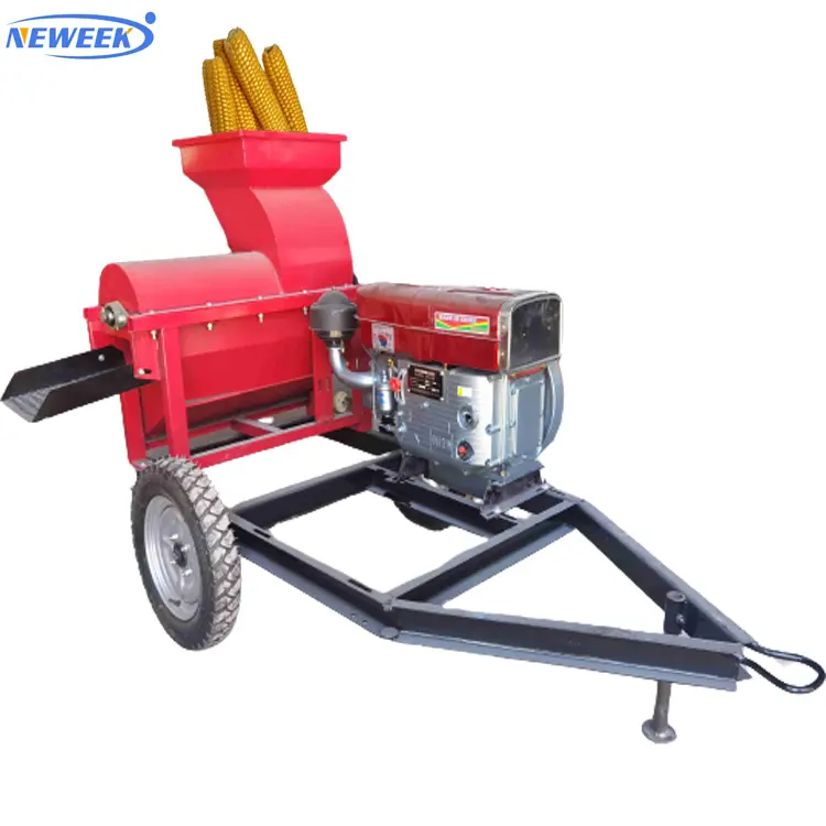 NEWEEK uso agrícola gran motor diésel de gasolina máquina descascaradora de maíz móvil tractor de toma de fuerza máquina trilladora de maíz
