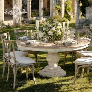 Ensemble de table à manger ronde en bois massif pour hôtel moderne et contemporain, 6 à 8 places, pour utilisation en <span class=keywords><strong>restaurant</strong></span> - Product Image 2
