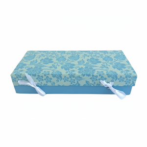 Boîte d'emballage cadeau pliante en carton recyclé fait main écologique avec fermeture en rubans de papier coton imprimé pour magasin - Product Image 1