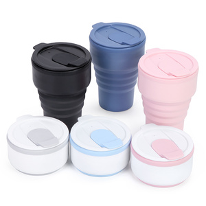 Custom Portable Travel Camping Folding Drinking Coffee Mug Reusable Silicone <strong>Collapsible</strong> <strong>Cup</strong> With Straw - Product Image 2