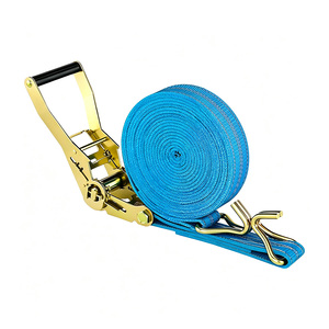 Sangle d'arrimage à cliquet avec poignée en caoutchouc, à faible élasticité, en sangle polyester pour le transport de machines lourdes - Product Image 3