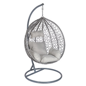 Ghế đu trứng kim loại phong cách hiện đại Hitree, đồ nội thất sân vườn ngoài trời với giá đỡ bằng mây nhựa PE, thích hợp cho vườn và phòng ngủ - Product Image 3