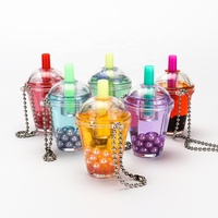 Mini porte-clés DIY japonais et taïwanais en peluche, motifs chat mignon, fruits, perles Boba, tasses à boisson, thé au lait, café et bouteilles d'eau, vente en gros