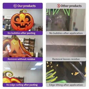 Autocollants décoratifs créatifs d'Halloween personnalisés Citrouille Statique pour fenêtre Décoration de fenêtre Déguisements de fantômes Autocollants pour vitres - Product Image 5