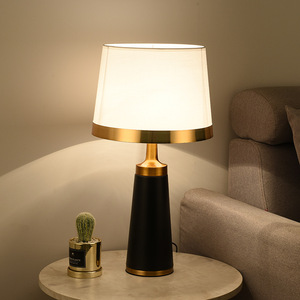 Modern Design LED Eco-Friendly Brass Table <b>Lamp</b> Art Decoration Hotel Lighting Fabric Lampshade Living Room <b>Bedroom</b> <b>Lamp</b> 2700K - Product Image 6