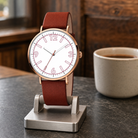 Montre-bracelet à quartz pour homme, boîtier en alliage, bracelet en cuir véritable de qualité supérieure, montre d'affaires