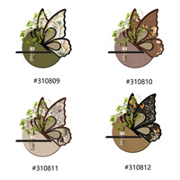 Décoration murale papillon style Moyen Âge avec support vase en verre, peinture décorative texturée en grès pour salon