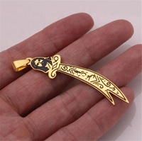 Pendentif de collier musulman en acier inoxydable gravé au laser en forme d'épée Zulfiqar de l'Imam Ali, Yiwu Aceon