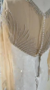 Robe de mariée sirène africaine 2026, col rond illusion, perles, manches longues transparentes, tulle lourd scintillant, coupe ajustée - Product Image 5