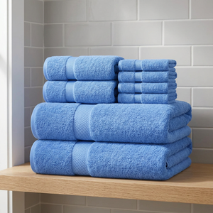 Ensemble de serviettes de bain en coton peluche bleu ORCHID, douces, absorbantes, séchage rapide, écologiques, en tissu éponge pour la maison et la salle de bain - Product Image 1