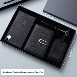PU Leather Luggage Tag Passport Bag <b>Notebook</b> <b>Set</b> Metal Pen Corporate Gift Custom Passport Plane Business Personalized Gift <b>Set</b> - Product Image 2