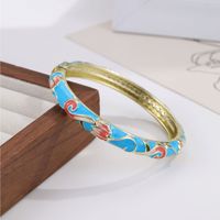 Gelang Manset Wanita CYNYA Motif Bunga Vintage Etnik Berlapis Emas dari Paduan Logam, Grosir, Label Pribadi