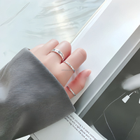 Oracle Bone Script Ring Argent Sterling 925 Réglable Minimaliste Mince Bande Ouverte Bijoux Culturels pour Hommes ou Femmes Quotidien ou Cadeau