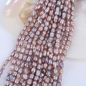 Perlas Naturales de Agua Dulce al por Mayor, Forma de Metro, 18cm, 5-6mm, Color Morado, Blanco y Rosa, Accesorios para Joyería DIY - Product Image 1