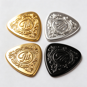 Music Themed Stainless Steel CNC Machined Necklace Custom Engraving Guitar Pick Shape Alloy Pendant for Souvenir - Product Image 2