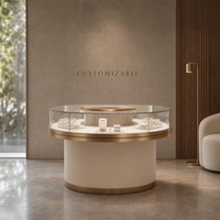 Vitrine à bijoux en bois massif avec structure en fer pour le marché de gros et les chaînes de magasins, présentoir en verre éclairé