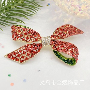 Yiwu <b>Red</b> Bowknot Zinc Alloy Rhinestone Brooch Women's Party Jewelry Pin Micro Insert Fashion Corsage - Product Image 1