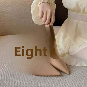 European American Style 2026 Spring New <b>Red</b> Sole Rubber Outsole Slip-On Women's All-Match Shallow Mouth Sexy Pointed Toe - Product Image 3