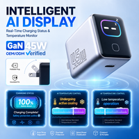 Layar Tampilan Cerdas Pengisi Daya Cepat 45W Teknologi GaN Adaptor Daya Dinding Multi Port untuk Ponsel dan Tablet