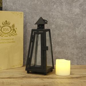 Lampu Teh Gantung Besi Kecil Hitam Grosir Lentera Lilin Berdiri Luar Ruangan untuk Dekorasi Luar Ruangan - Product Image 3