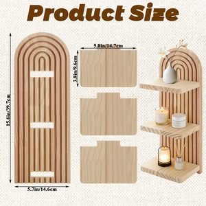 Wooden <b>Wall</b> <b>Mounted</b> <b>Shelf</b> 3 Tier Natural Wood Color Irregular Shape Multifunctional Organizer For Living Room Decorative Storage - Product Image 4