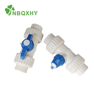 Vanne à boisseau sphérique double union en <span class=keywords><strong>PVC</strong></span> blanc, prix usine, 1/2-4 pouces, ANSI DIN PN16, manuelle, haute pression pour alimentation en eau - Product Image 2