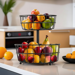 Corbeille à fruits en métal élégante avec construction en fer robuste idéale pour la décoration de cuisine rustique et l'affichage de salle à manger - Product Image 1