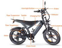 Bicicleta Eléctrica FXDS GT20 de Moda, Bicicleta de Carretera Eléctrica con Neumáticos Gruesos de 20*4 Pulgadas, Bicicleta de Montaña Eléctrica con Neumáticos Gruesos