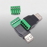 USB 2.0 Lötfreier Stecker-Buchse-Adapter mit 5-Pin-Schraubklemmenanschluss, Abgeschirmter USB-Buchsenadapter mit Schraubanschluss