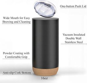 Venta al por Mayor de Fábrica: Taza de Acero Inoxidable de 16 oz con Base de Corcho, Taza de Café Personalizada con Logotipo, Taza Personalizada con Base de Madera - Product Image 3