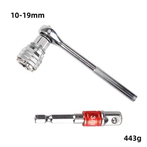 Jeu de douilles universelles multifonctionnelles réglables 3/8" avec rallonge et clé à cliquet hexagonale, 3 pièces, 10-19 mm - Product Image 2