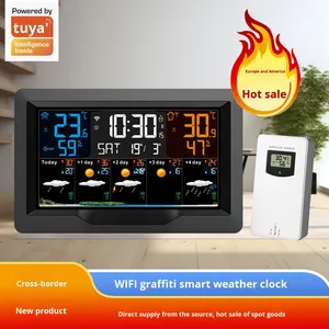 낙서 날씨 시계 VA 컬러 스크린 <span class=keywords><strong>WIFI</strong></span> 다기능 일기 예보 전자 알람 시계 앱 제어 실내 실외 - Product Image 2