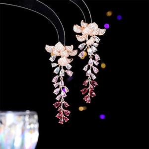 <span class=keywords><strong>Pendientes</strong></span> Largos de Lujo con Circonita Cúbica Azul Glamorosa para Mujer, Ideales para Bodas y Fiestas - Product Image 6