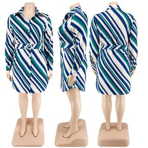 Nouvelle arrivée, <span class=keywords><strong>robe</strong></span> chemise diagonale à manches longues de haute qualité pour femmes grandes tailles, vêtements d'automne - Product Image 2