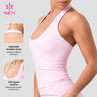 Soutien-gorge de sport OEM HUCAI personnalisé à col halter push-up, dos nu, haute intensité, pour femme, idéal pour le yoga, la gym et le fitness