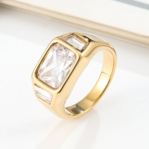 Bagues délicates plaquées or pour femmes, bijoux de mariage tendance avec pierre naturelle taille ovale - Product Image 4