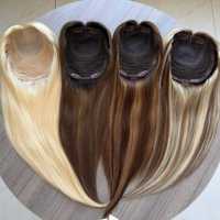 Topper en Cheveux Humains Prêt à Expédier, Base en Soie Ultra Plate, Cheveux Vierges Européens Bruts à Cuticules Alignées, Mèches Teintées Mixtes