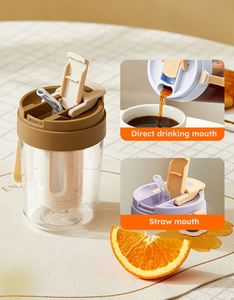 Bpa Free Portable 330ml 480ml Plastic Cold Brew <b>Coffee</b> Cup Reusable Travel Tea <b>Bottle</b> with Lid and Straw - Product Image 5