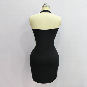 Robe fourreau sexy à col licou 2024, robe moulante <span class=keywords><strong>sans</strong></span> <span class=keywords><strong>manches</strong></span> pour femmes - Product Image 4