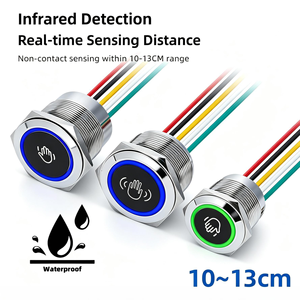 สวิตช์ปุ่มควบคุมการเข้าออกแบบอินฟราเรดกันน้ำ IP66 พร้อมไฟ LED สองสีแบบตรวจจับระยะ 10-13 ซม. ตัวเรือนสแตนเลส - Product Image 1